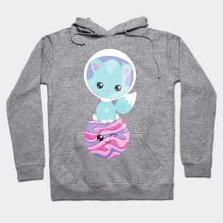 Space Cat, Cute Cat, Astronaut, Cosmonaut, Planet Hoodie